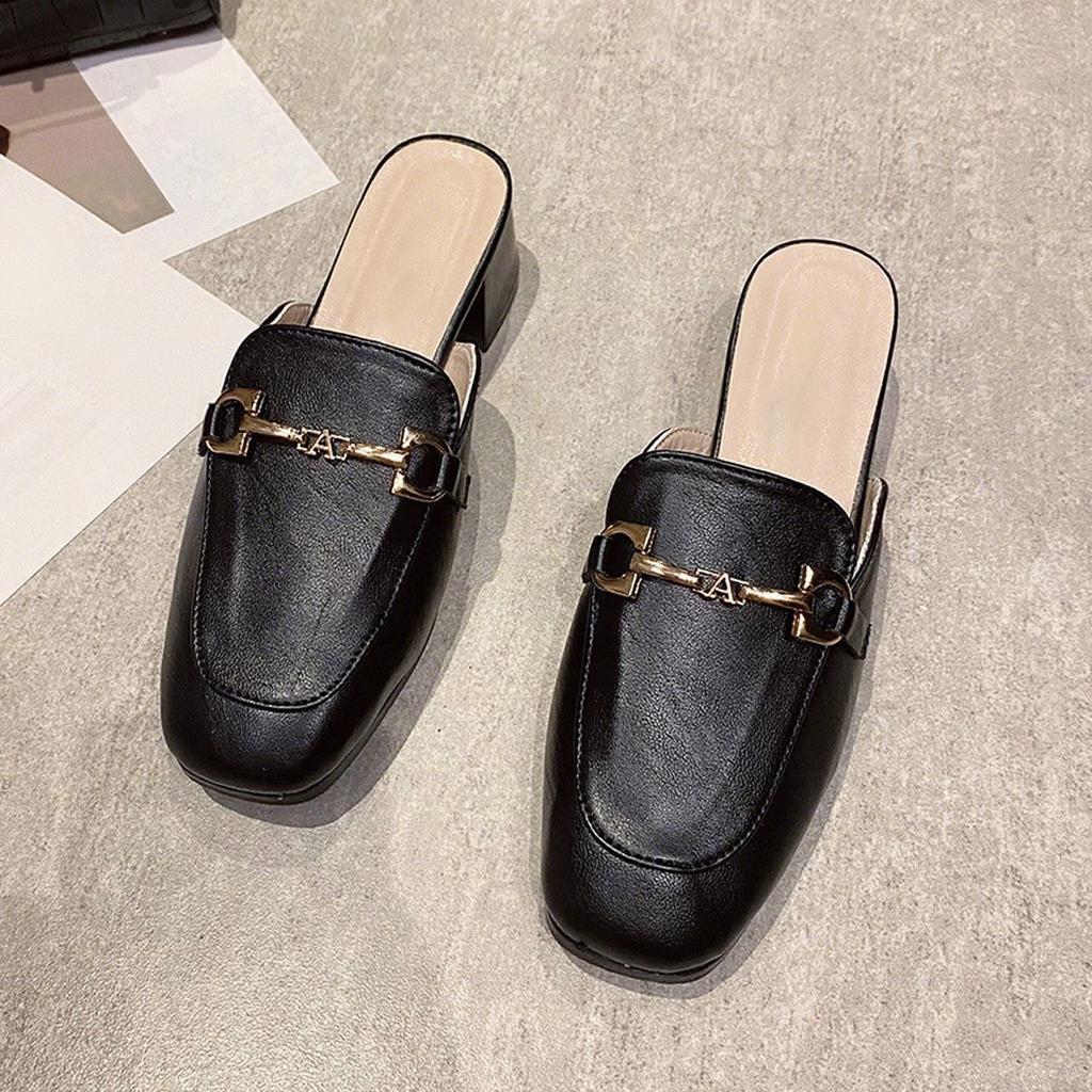 Нишевые шлепанцы с квадратным носком, женские, лето 2025, новая мода, универсальные, удобные, повседневные, с закрытым носком, полушлепанцы