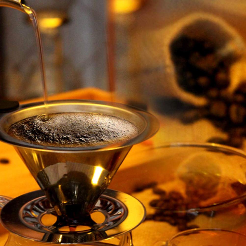 Пуровер для кофе Vanow с фильтром из нержавеющей стали, двойная сетка, не требует бумажных фильтров, можно мыть в посудомоечной машине, серебристый, 10,396,5 см, кофе ручной работы