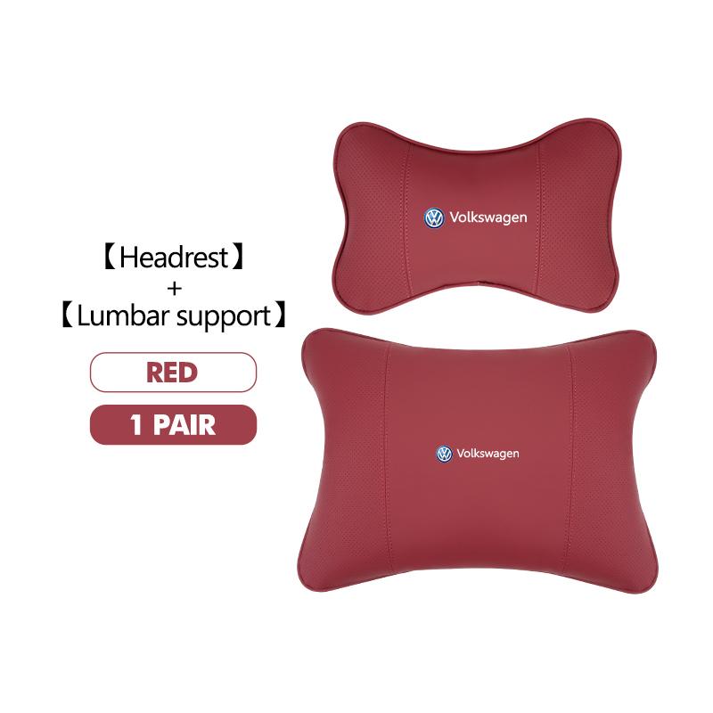 Leather Car Headrest Lumbar Support Cushion Perforated Pillow For Volkswagen VW Scirocco Jetta Beetle Golf 4 5 6 Passat Polo B5 zj2