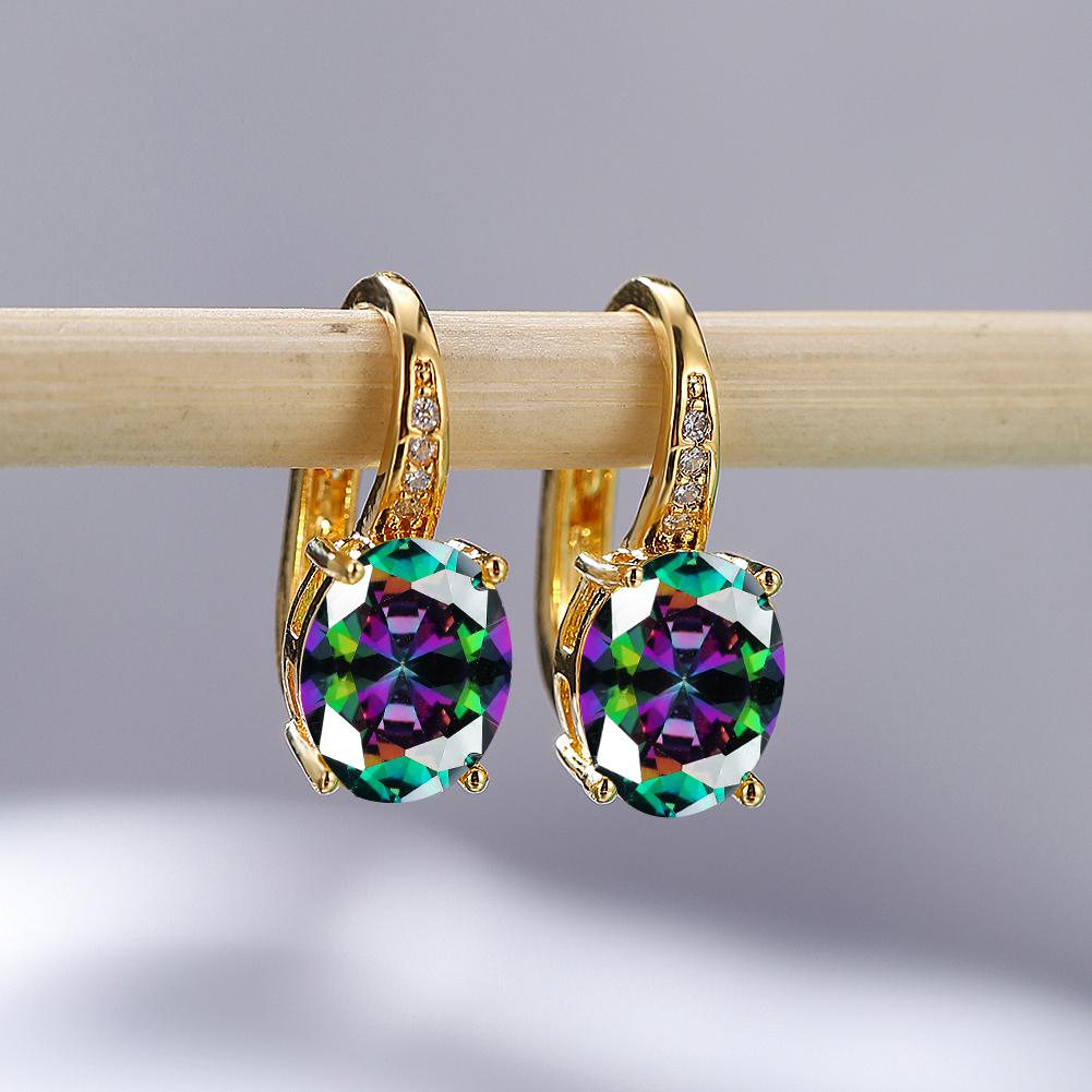 Модные серьги-крючки овальной огранки цвета морской волны, белые, синие, фиолетовые, зеленые, красные, с кристаллами, серьги-крючки с камнем, висячие серьги с CZ