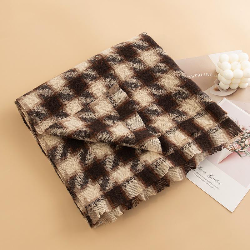 Houndstooth Scarf, Women's Commuting Cold Neck Scarf, Fashionable Light Luxury, Warm Shawl