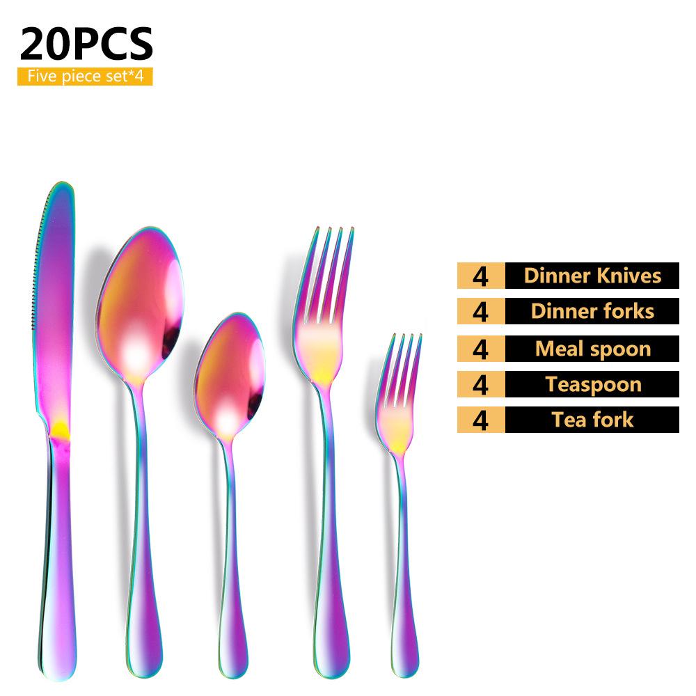 20 шт., набор столовых приборов из нержавеющей стали 410, черный, золотой, нож из нержавеющей стали, вилка, ложка, столовая посуда, набор столовых приборов, праздничная кухонная посуда, подарок