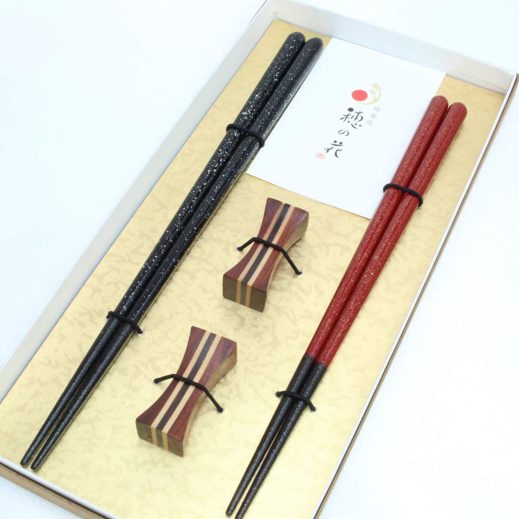 Wakasa Lacquered Hoshi Husband and Wife with Chopstick Wedding Gift Set In a Cosmetic Box Chopsticks, Shigure, Chopsticks, Rest, Celebration, Gift,