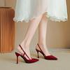 Summer Women Pumps Fashion Pointed Toe Patent Leather Straight Buckle High Heel Sandals Dress Party Wedding Shoes Plus Size