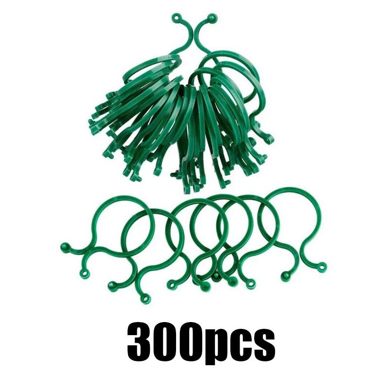 50/150/300Pcs Garden Plant Clips For Vegetable Growing Upright Plant Holder Green Plastic Bundled Ring Garden Stand Vine Support