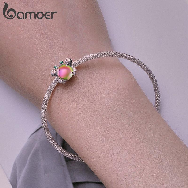 BAMOER Стерлингового Серебра 925 Пробы Мечтательная Серия Oecan Ослепительные Крабовые Бусины Морской Конек Подвески для Женщин Браслет и Ожерелье