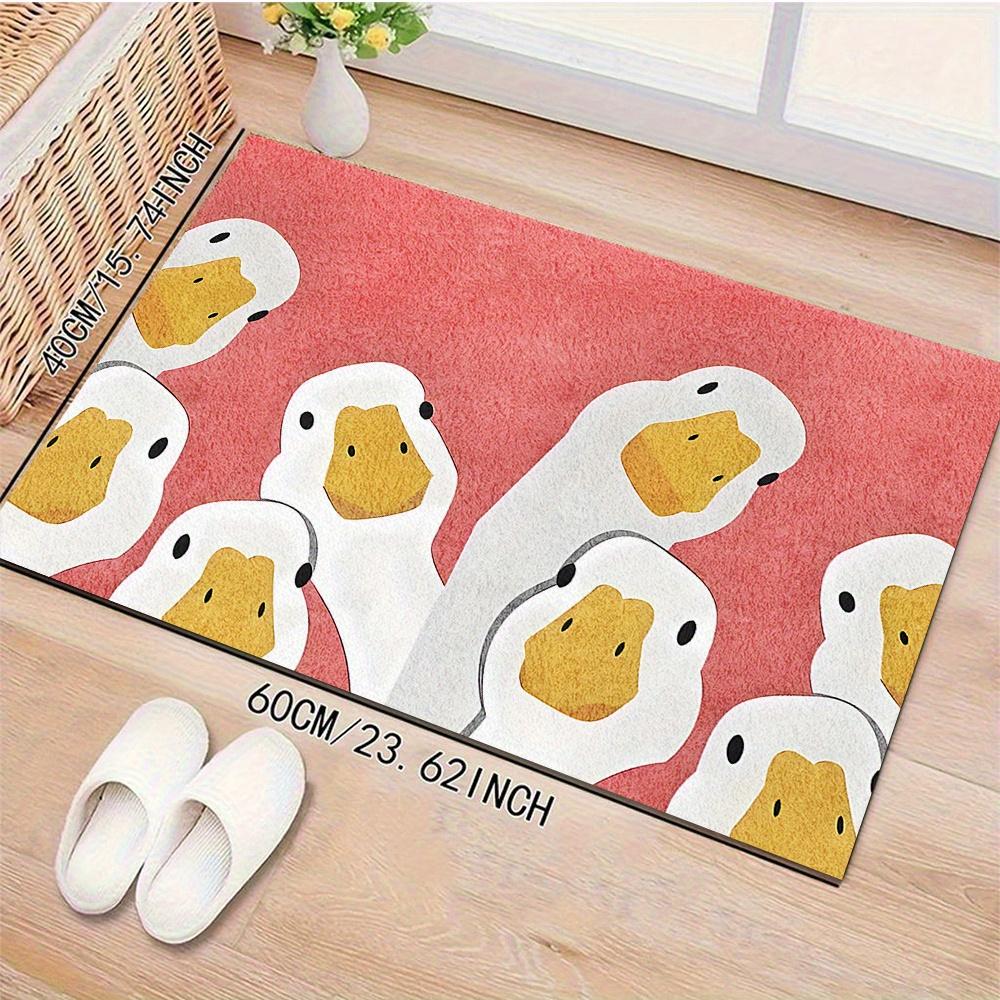VIKAMA Cartoon Duck Print Outdoor Floor Mat Soft Machine Washable Rectangle Doormat For Deck Porch Entryway Home Decoration