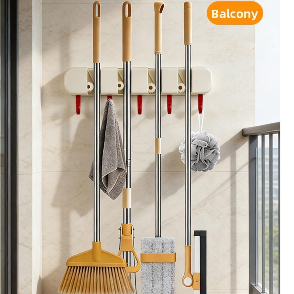 Wall Mounted Mop Clip Automatic Adjustable Mop Storage Rack New Mop Holder