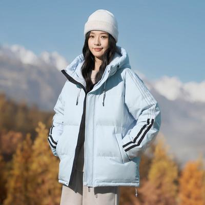 Мужской и женский модный тренд, пуховик с капюшоном, однотонный, универсальный, из белого утиного пуха, молодежный, повседневный, теплый