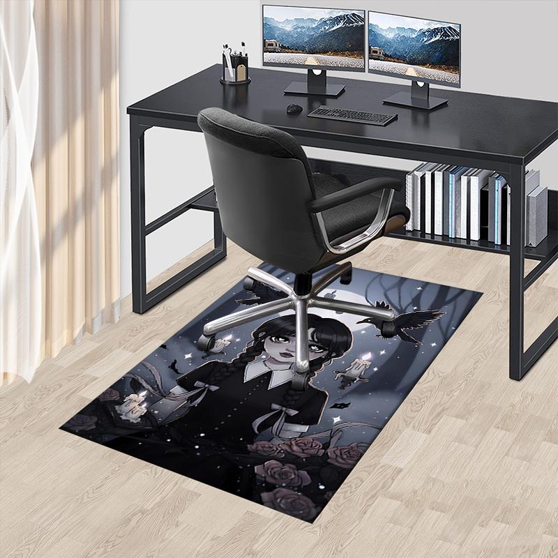 Wednesday Charming Gothic Office Chair Mat: Perfect for Home Decor, Office Use, and Gifts - Featuring Raven, Candle, and Rose Designs!.12232