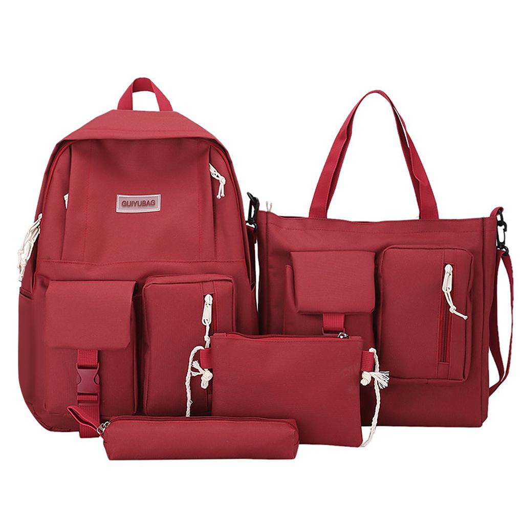 4 шт. Холщовый рюкзак Комбинированный набор Школьные сумки с сумкой через плечо Пенал Повседневная школьная сумка для