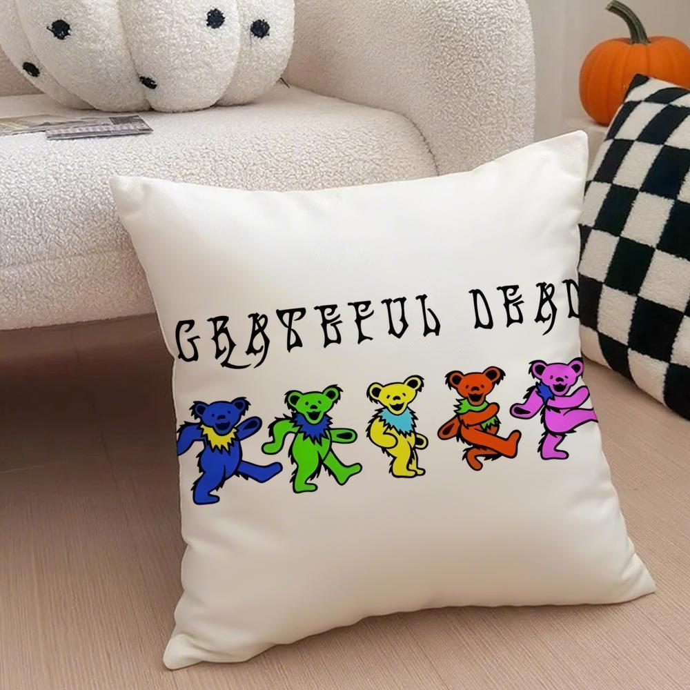 Band psychedelic GGrateful Dead Cushion Cover Throw Pillow Cover Hidden Button Durable Polyester Chair Cushion