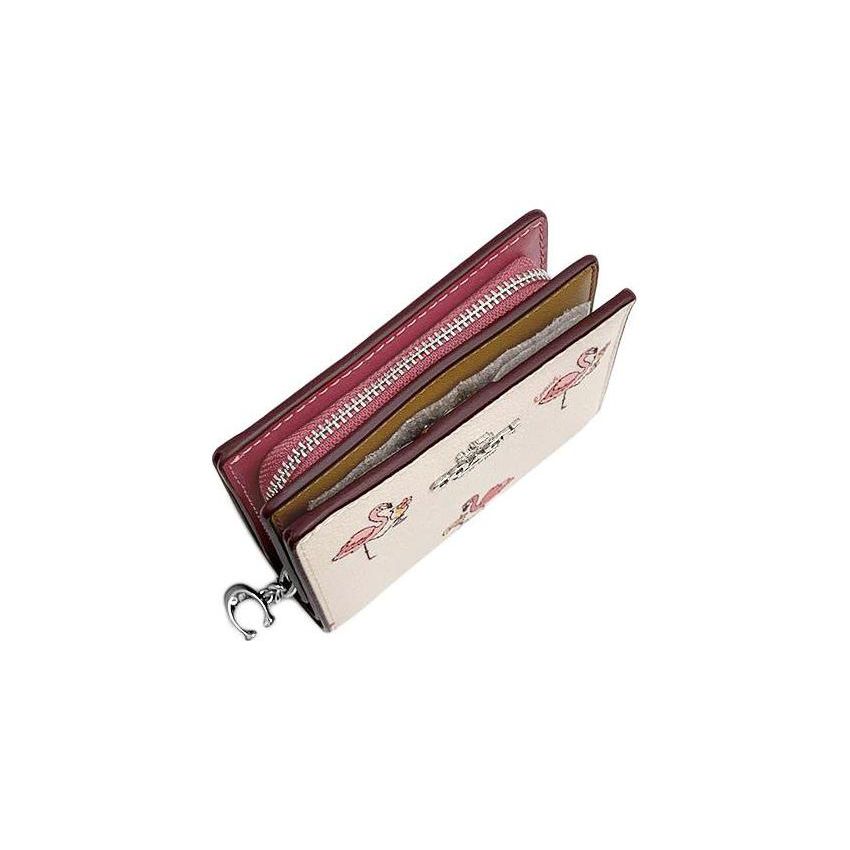 Coach Кошелек на кнопке 11 Серебряный логотип Принт Птица-Феникс Сложенный кожаный кошелек Женский кошелек Белый CK435-SVTLM