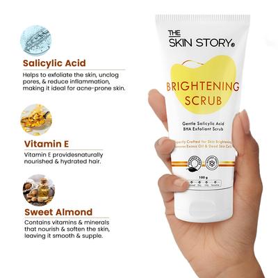 The Skin Story Осветляющий скраб для лица с 1% салициловой кислоты | Мягкое отшелушивание | Осветляет и удаляет загар | Удаляет загар, отшелушивает и обновляет кожу | Для всех