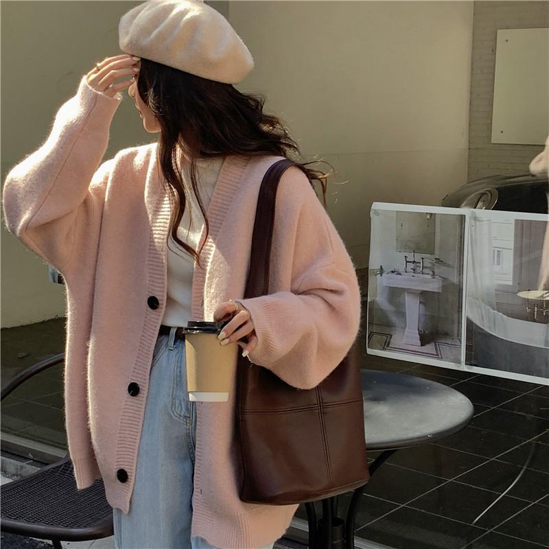 Autumn Women Sweater Knitting Basic Fashion Cardigan Long Sleeve Korea Shirt Loose Casual Show Thin Solid Coat