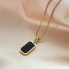 New Minimalist Rectangular Pendant Necklaces For Women Men Korean Black Epoxy Long Gold Color Metal Birthday Daily Gifts Zircon