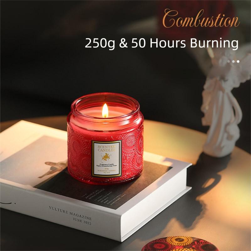 Luxurious Colored Relief Soy Wax Scented Candles for Home Decoration and Holiday Gifts