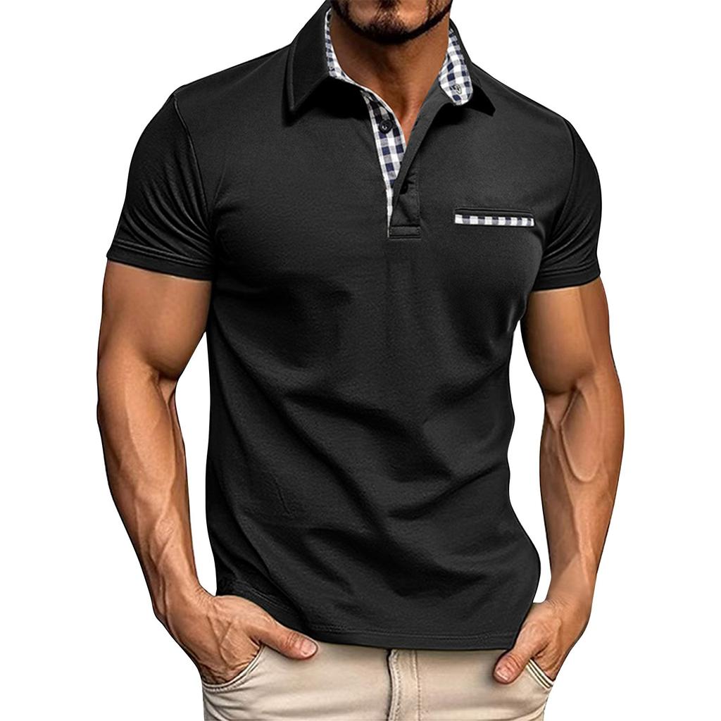 Мужская весенняя однотонная рубашка с коротким рукавом и лацканами, мужская повседневная модная рубашка