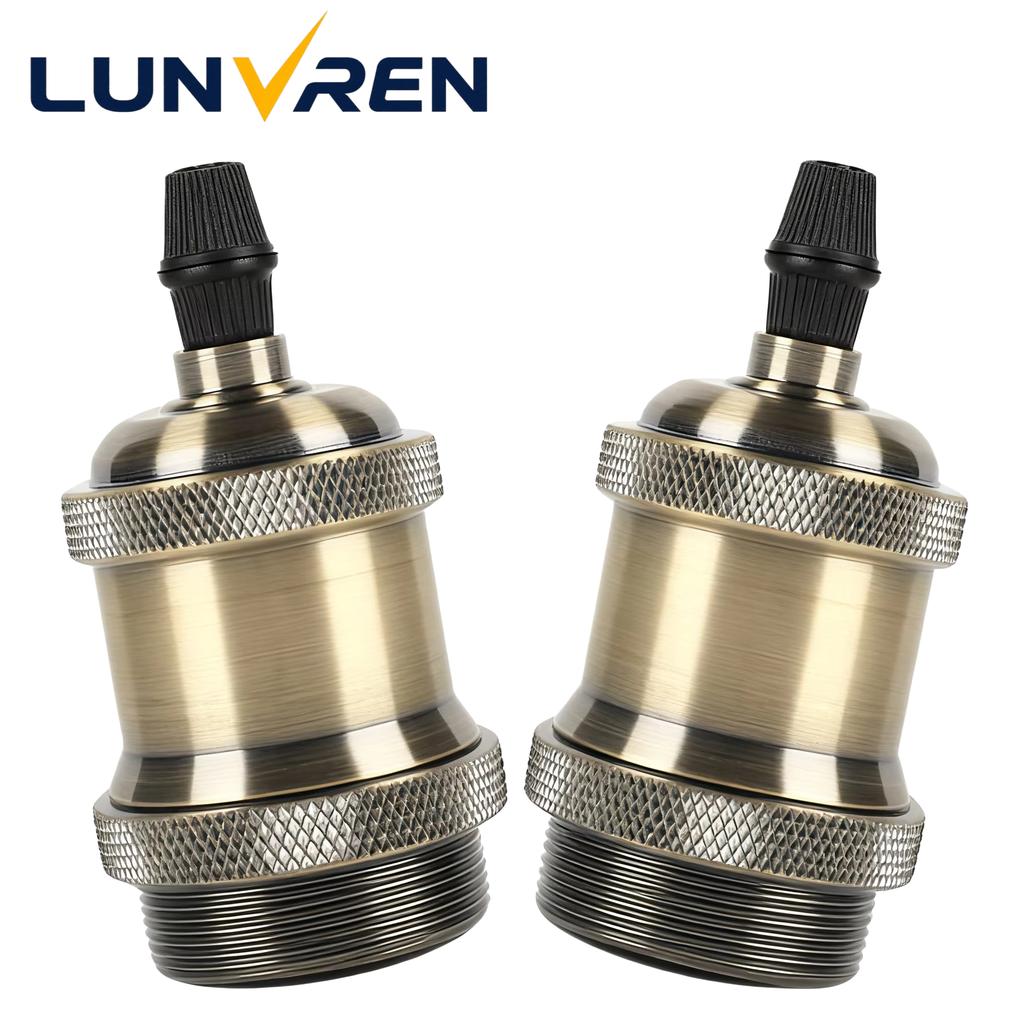 2 Pack E27 Edison Pendant Light Socket Vintage Industrial Hanging Lamp Holder For DIY Decorative Lighting Fixtures