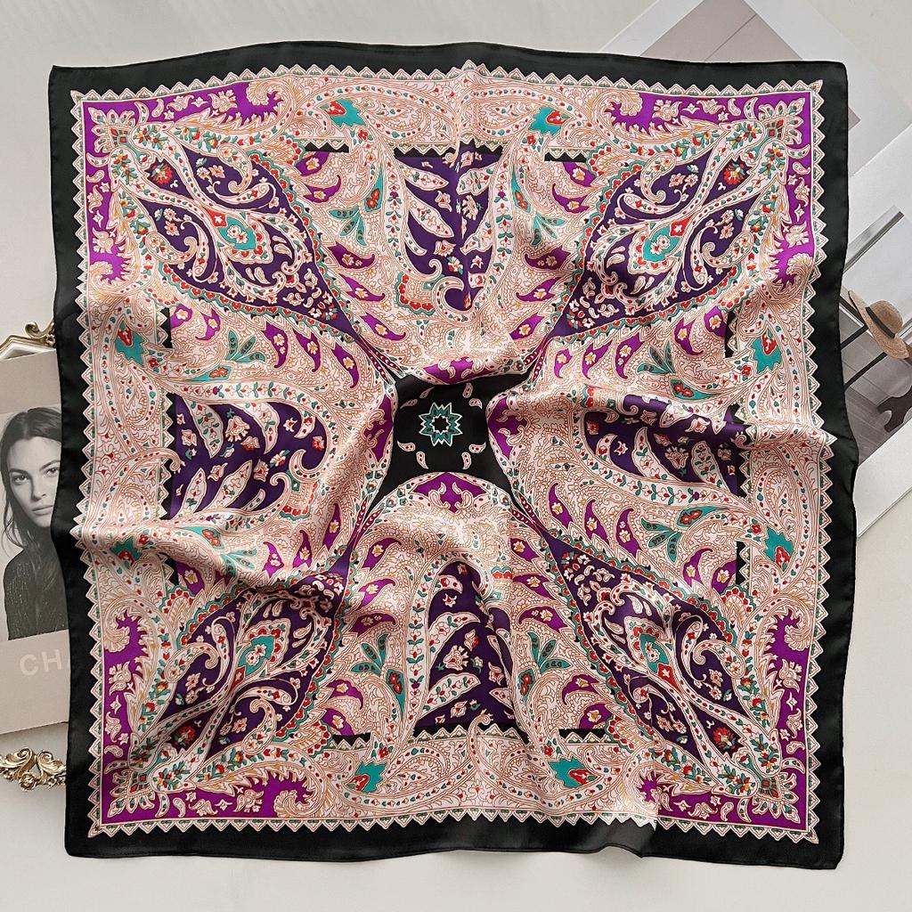 Imitation Silk Square Scarf For Women, Spring/Summer Luxury Bandanna Decorative Scarf,Hair, Head Band Neckerchief