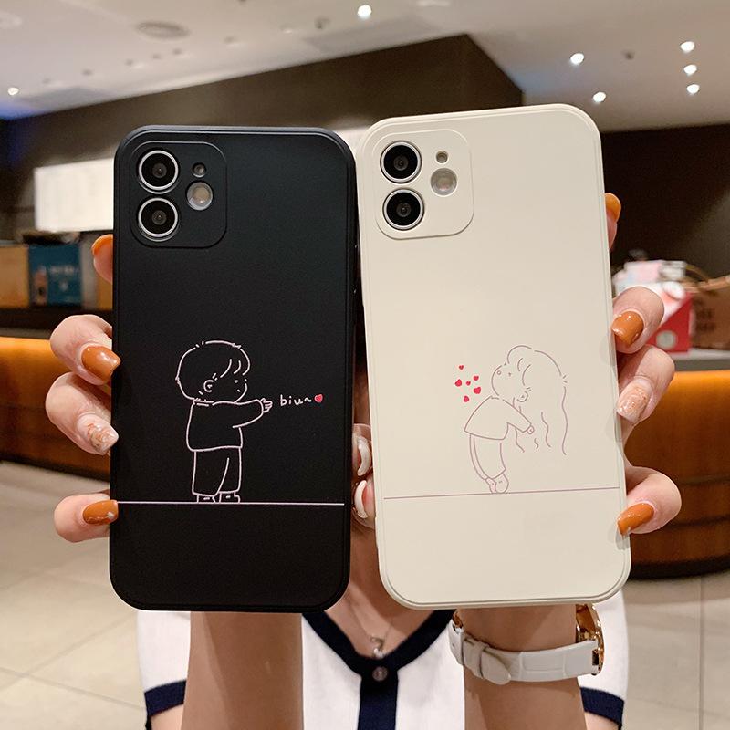 Черно-белые пары Любовь Для iPhone 11 12 13 14 15 16 Pro X XR XS Max Ударопрочный Чехол для Телефона Для iPhone 7 8 Plus Силиконовый Чехол