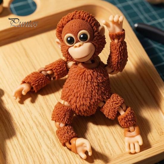 Качающаяся шарнирная мини-фигурка гориллы, 3D-печать, с подвижными суставами, Маленькая настольная фигурка-игрушка, Игрушка для снятия стресса, Креативное милое животное