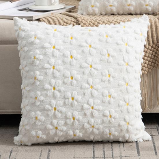 Plush Rabbit Pillow Cover 18 X 18 Inch Throw Pillow Cover Farmhouse Decor Pillow Case with Invisible Zipper for Sofa Bed Car Spring Decoration