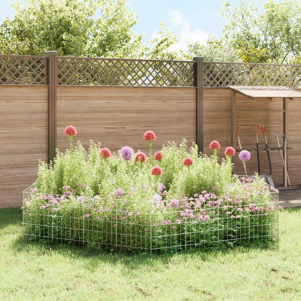 Garden Fence with Posts 12 pcs 35 x 50 cm Mesh Galvanized Steel