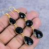 Black Spinel Gemstone Handmade 925 Sterling Silver Jewelry Earring 2.99" M-2649