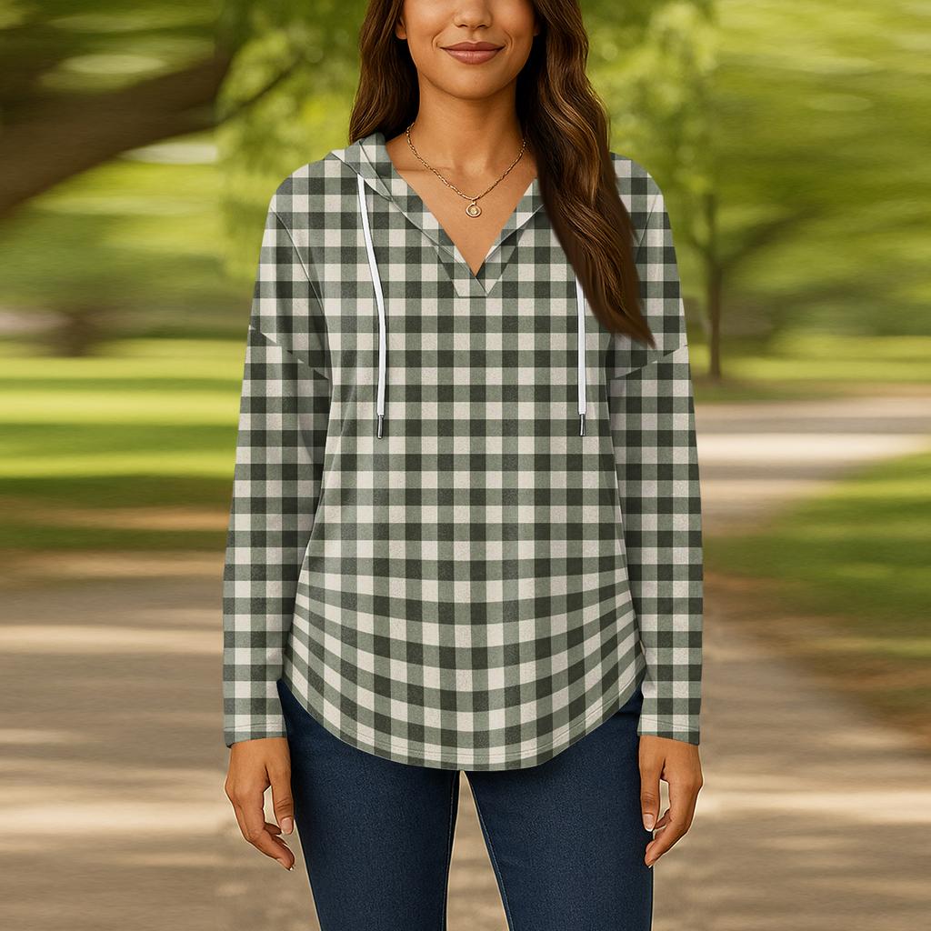 Женские модные толстовки с капюшоном V-образным вырезом с длинным рукавом и цветочным принтом на шнурке, повседневные свободные пуловеры