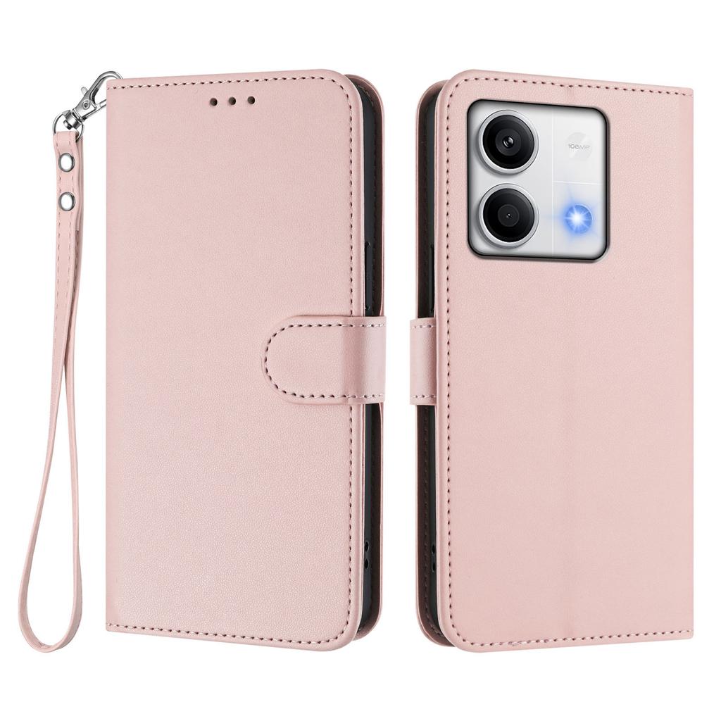 For Xiaomi Redmi Note 13 5G (China)/Xiaomi Redmi Note 13 5G Leather Case Wallet Stand Phone Cover with Wrist Strap