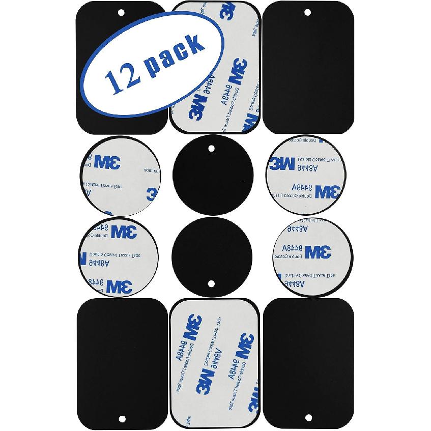 Great 1 Universal Metal Plates with 3M Adhesive for All Magnetic Car Mounts, Cell Phone, Tablet Holder, Cradle-Less, Air Vent Mount, 6 Rectangular, 6