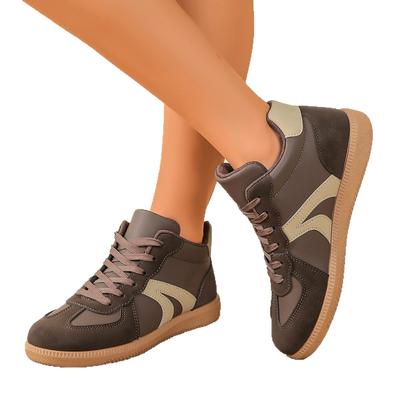 Мода 2025 Осень Новые Женские Кроссовки Большого размера с высоким верхом Цветовая блокировка Роскошные Лоферы на плоской подошве Удобная Ретро Универсальная Повседневная обувь