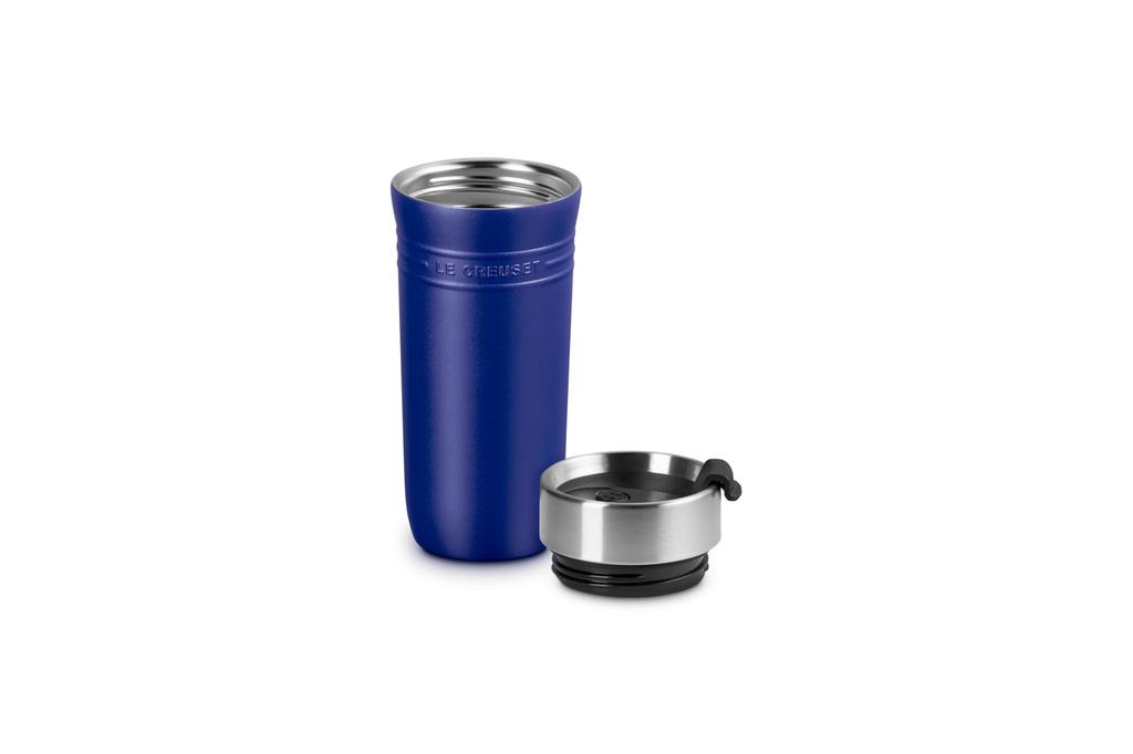 Le Creuset Travel Tumbler Mug 350ml azure blue stainless steel vacuum insulation hot cold wide mouth easy to clean on the go convenient