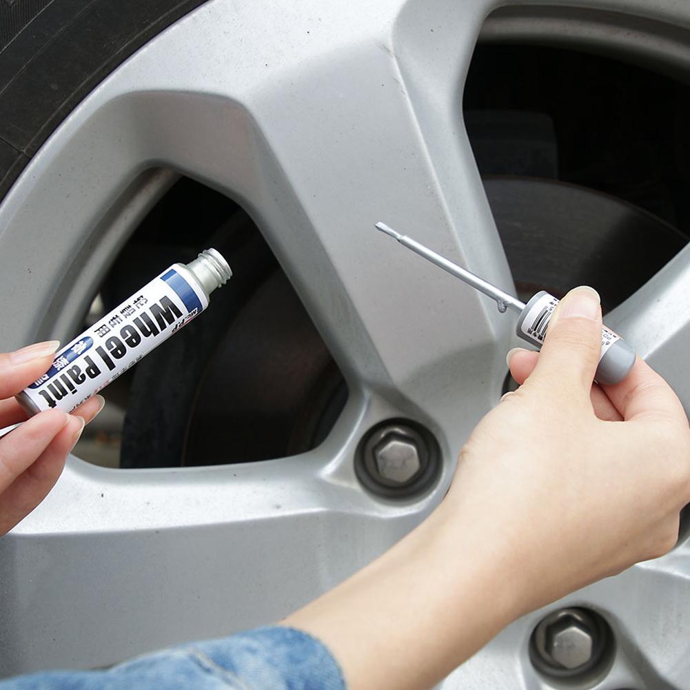 New 1pc 12ml Silver Black Alloy Wheel Up Pen Repair Paint Curbing Scratch Maker With Brush Wheel Scratch Spray Paint Hub