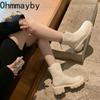 Fashion Platform Thick Heel Women Ankle Boots Fashion Back Zippers Short Boots Autumn Winter Women's Elegant Booties