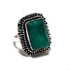 Emerald(Simulated) Gemstone 925 Sterling Silver Ring Size 9.5 A6s65