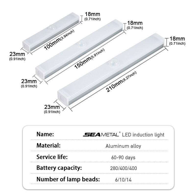 SEAMETAL Wireless Led Sensor Light for Car Trunk Adjustable Brightness Motion Sensing Light 3-Color USB Charging Night Lamp
