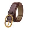 New Women's Belt Crocodile Pattern Cowhide Retro Pin Buckle Belt Fashionable Versatile Leather Belt for Women