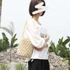 Yogodlns Summer Straw Shoulder Bag Women Large Capacity Rattan Bucket Bag Handmade Woven Beach Bag