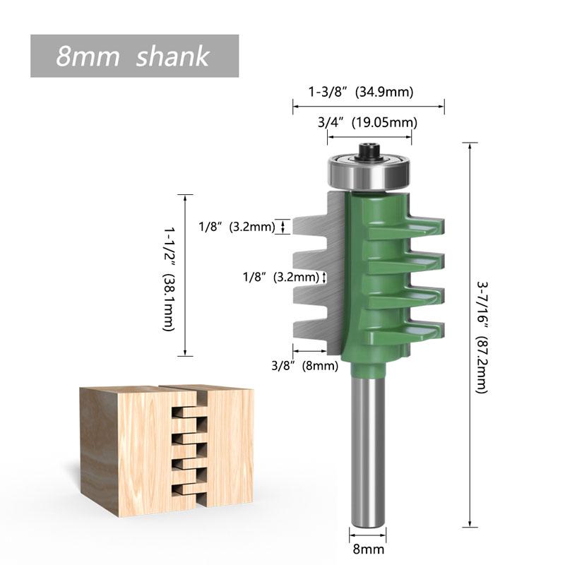 1pc 8mm Shank Rail Reversible Finger Joint Glue Router Bit Cone Tenon Woodwork Cutter Power Tools Wood Router Cutter