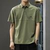 Однотонный универсальный поло-воротник, модный бренд, с короткими рукавами, свободного кроя, мужской повседневный летний топ с воротником и рукавами до локтя