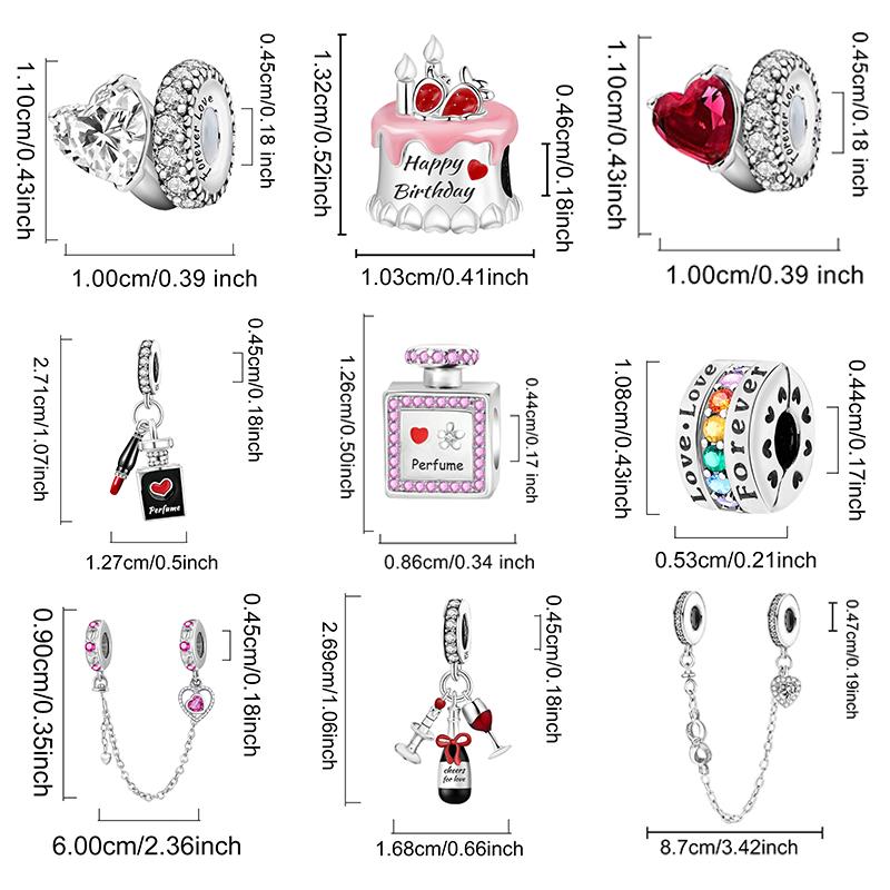Медь Циркон Красный Сердце Любви Серия Любовников Шармы Бусины Подходят Оригинальный Пан Браслет Браслеты Сделай Сам Изысканные Ювелирные Изделия