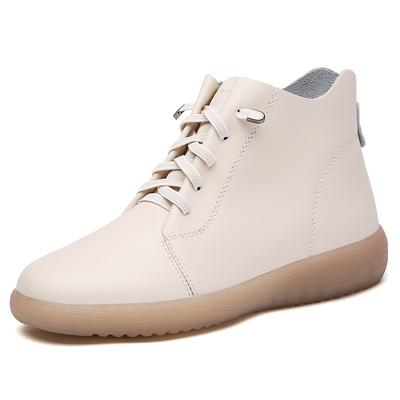 Женские ботинки из натуральной кожи для мам и мам, туфли на платформе со шнуровкой по щиколотку, осенние нескользящие мягкие ботинки в британском стиле для женщин