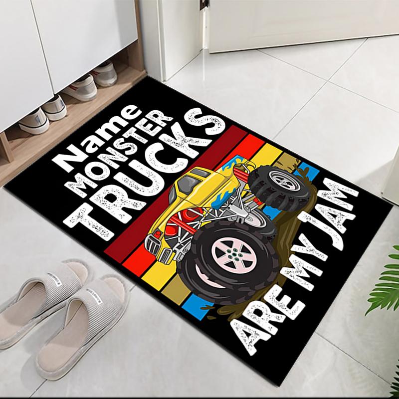 Custom Name Truck Printed Carpet, for Office Chair Living Room Bedroom Kitchen Room Decor Gifts.