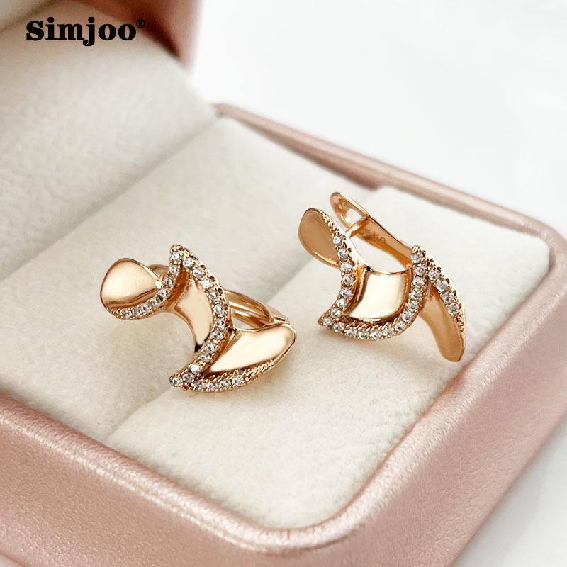 SIMJOO модные серьги-гвоздики цвета розового золота с геометрическим цирконием