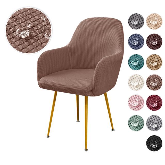 Water Repellent Polar Fleece High Arm Chair Cover Elastic Arc Dining Seat Covers Nordic Solid Color Office Study Chair Slipcover