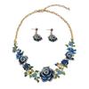 Colorful Flower Diamond Necklace Earrings Set Medieval Temperament Women'S Accessories
