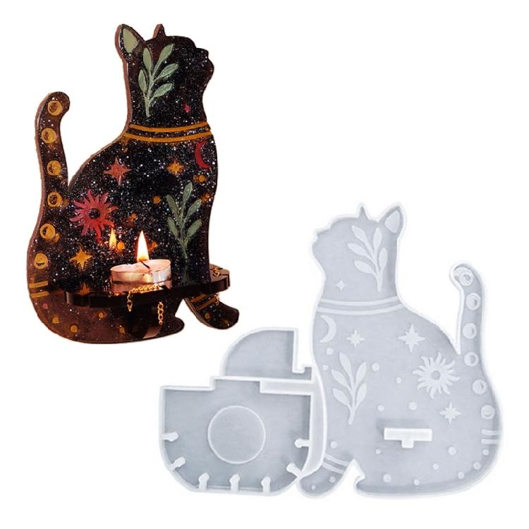 DIY силиконовая настенная форма для подсвечника ручной работы кошка летучая мышь стойка зеркальный подсвечник форма для церемонии благословения