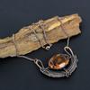 Citrine Gemstone Copper Wire Wrap Handmade Jewelry Adjustable Chain Necklace For Her
